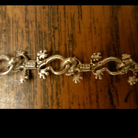 925 Sterling Silver Gecko Lizard Link Chain Bracelet - Picture 5 of 11